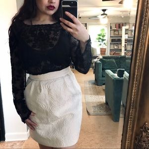 H&M Paisley pattern high waist beige skirt